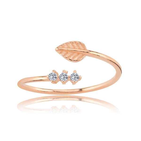 Rose-Leaf Whisper Open Ring – Rose-Gold