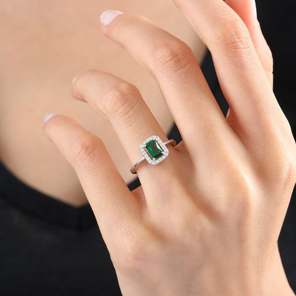 Emerald City Halo Silver Ring
