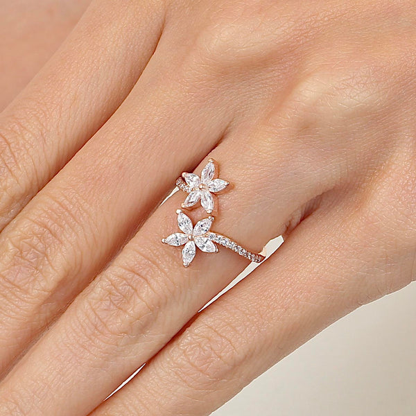 Twilight Blossom Open Ring – Rose-Gold