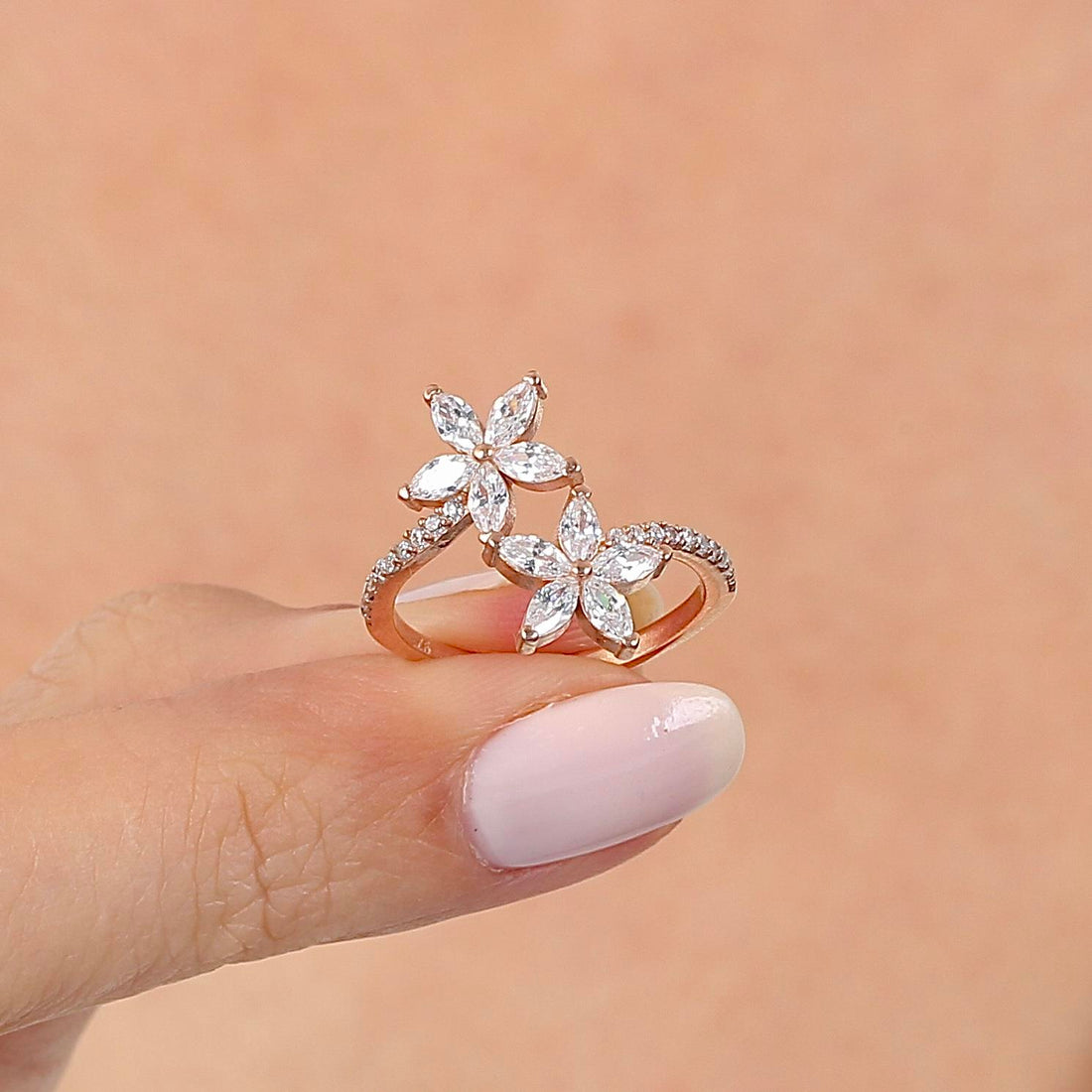 Twilight Blossom Open Ring – Rose Gold