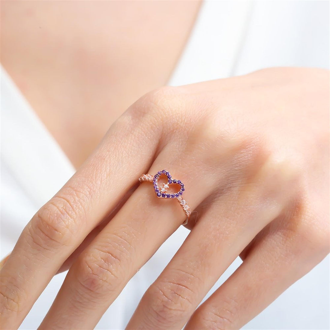 Amethyst Whisper Ring In Rose Gold