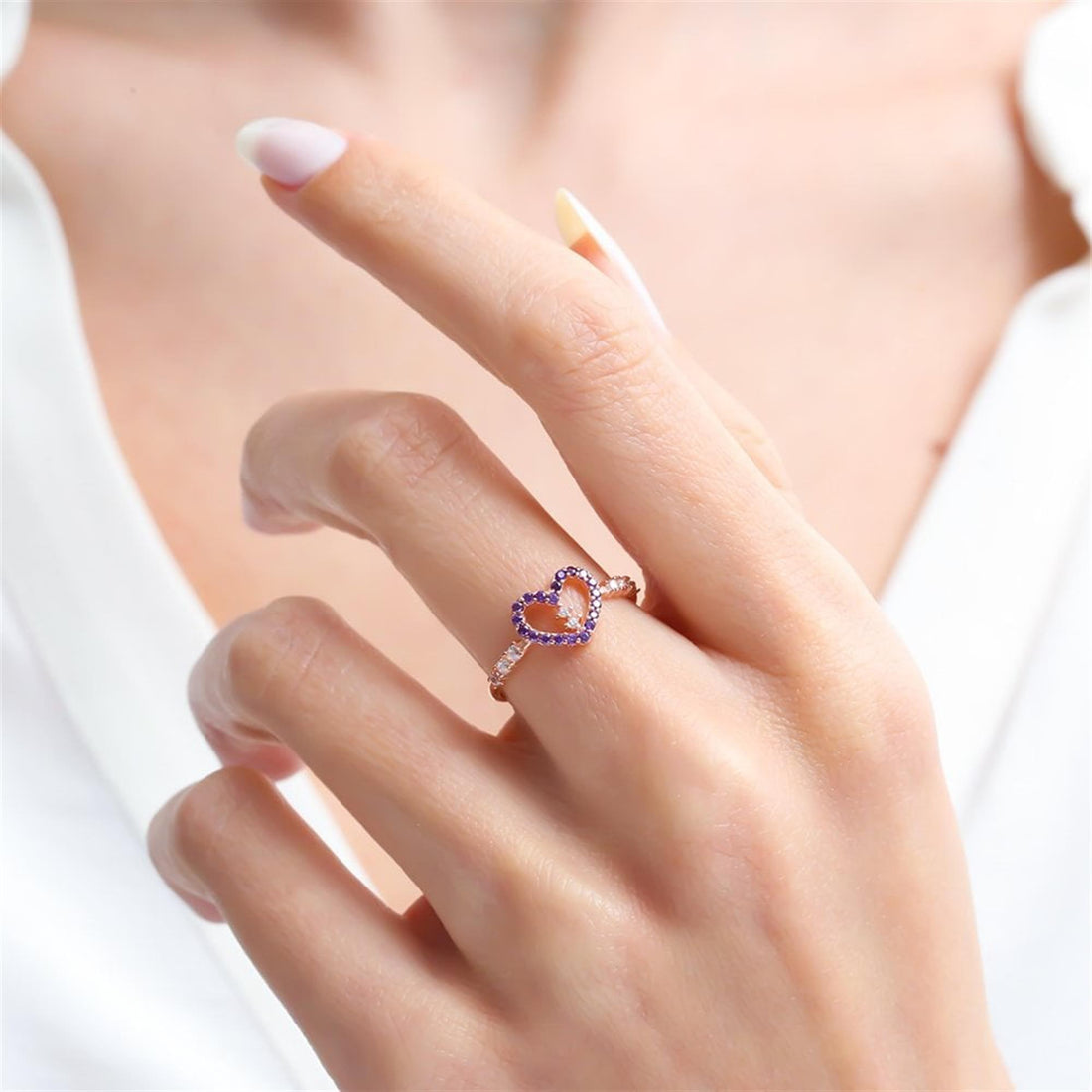 Amethyst Whisper Ring In Rose Gold