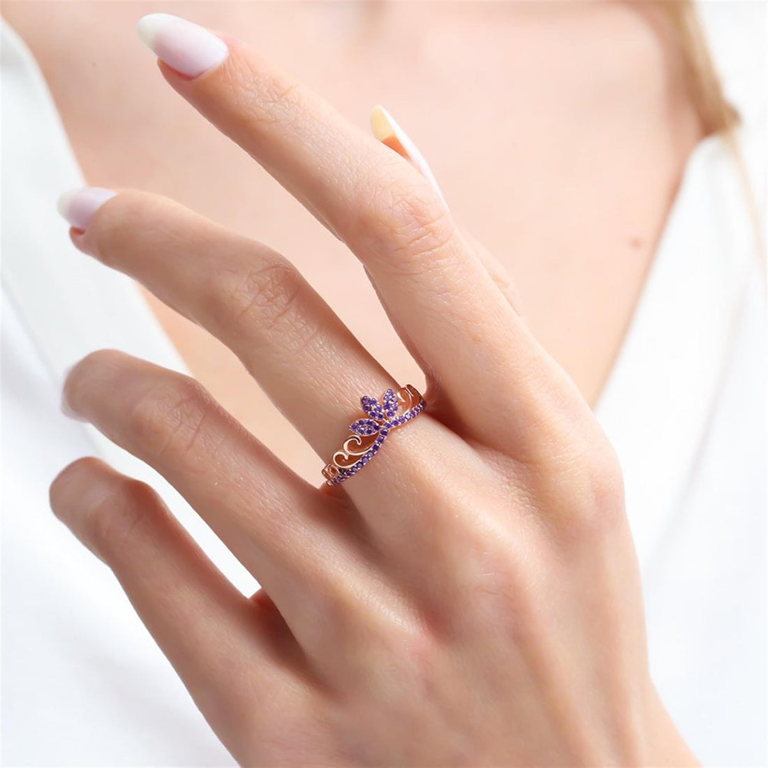 Amethyst Crownlet Ring In Rose Gold