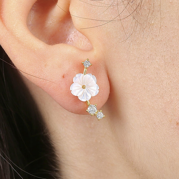 Magnolia Bloom Drop Earrings in Gold