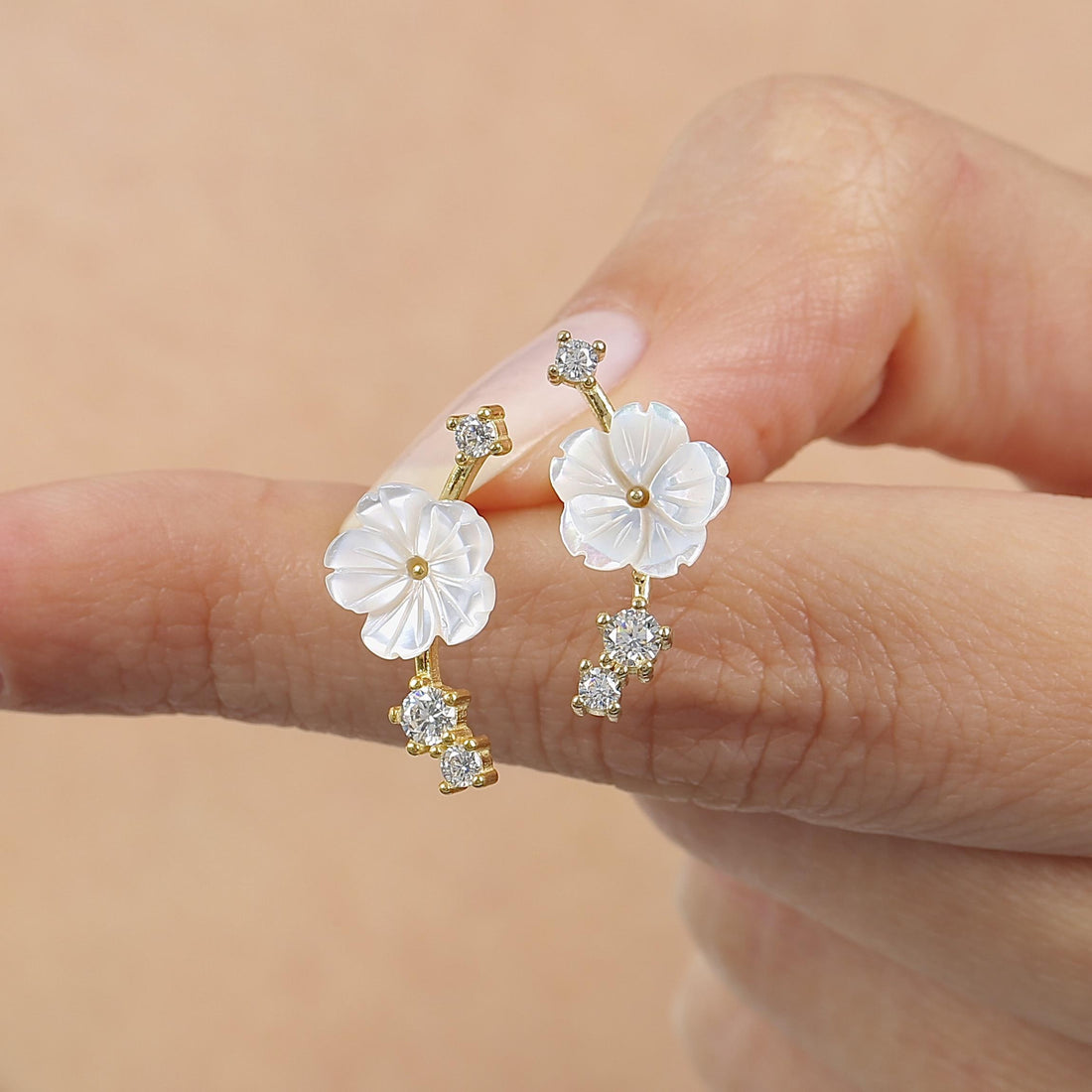 Magnolia Bloom Drop Earrings in Gold