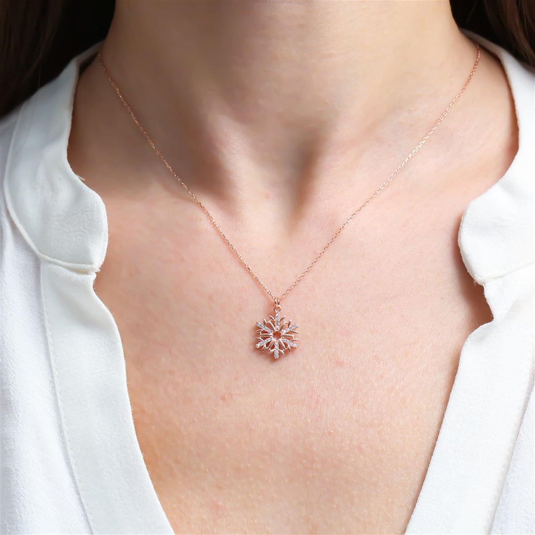 Starburst Crystal Necklace In Rose Gold
