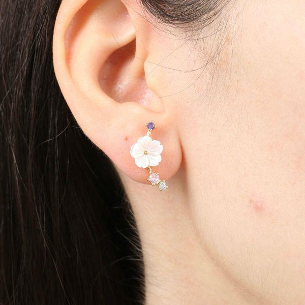 Amethyst Magnolia Drop Earrings in Gold