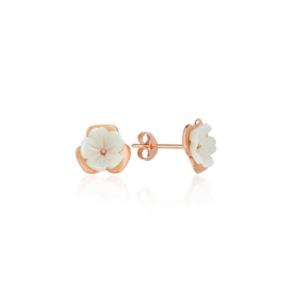 Magnolia Bloom Stud Earrings in Rose Gold