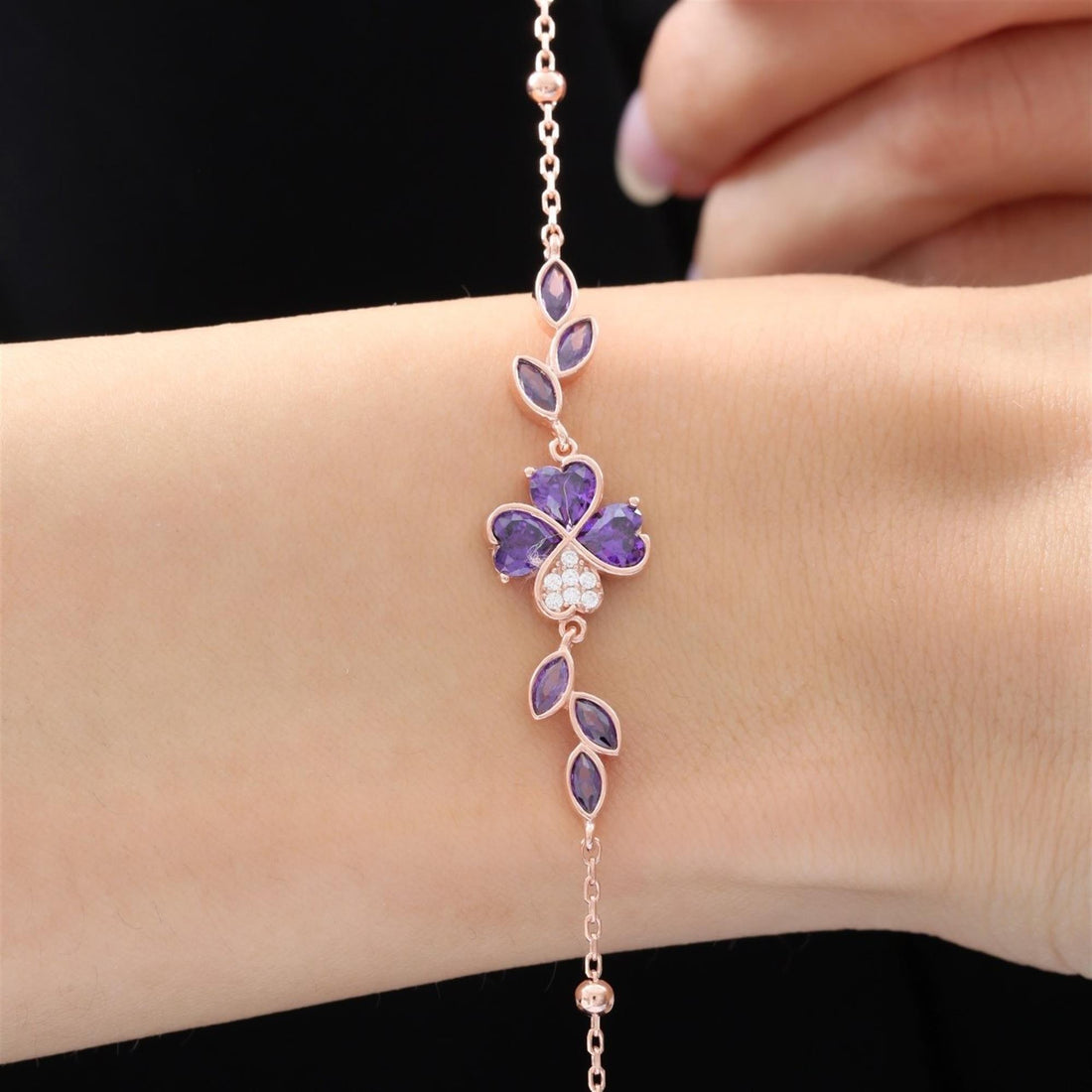 Whispers of Violet Bracelet In Rose Gold