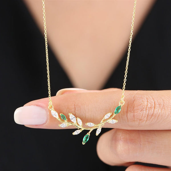 Emerald Love Path Necklace In Gold