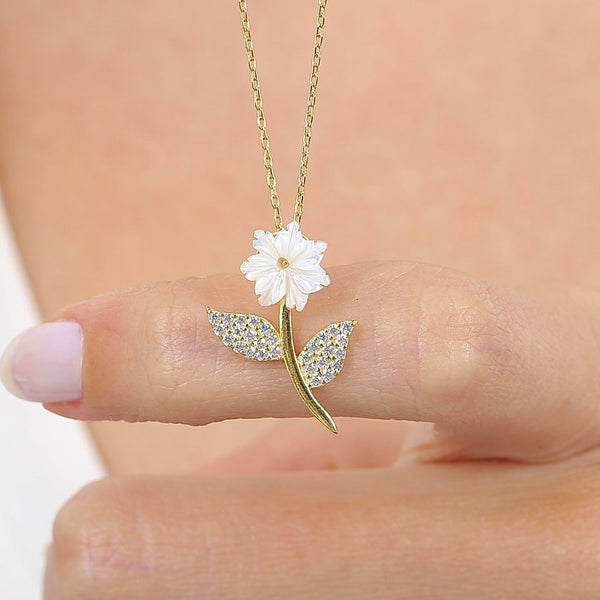 Petal Whisper Flower Necklace In Gold