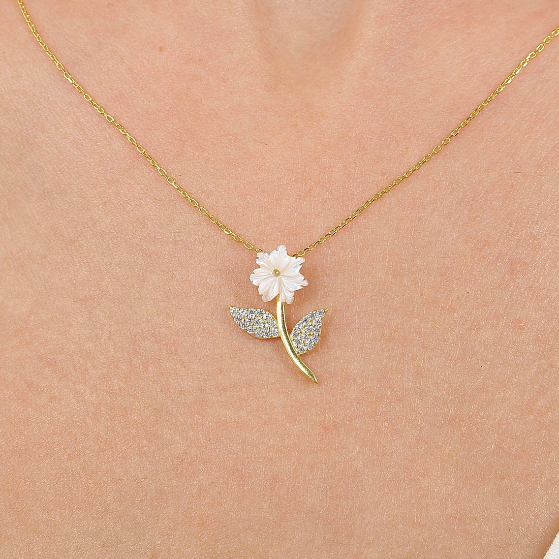 Petal Whisper Flower Necklace In Gold